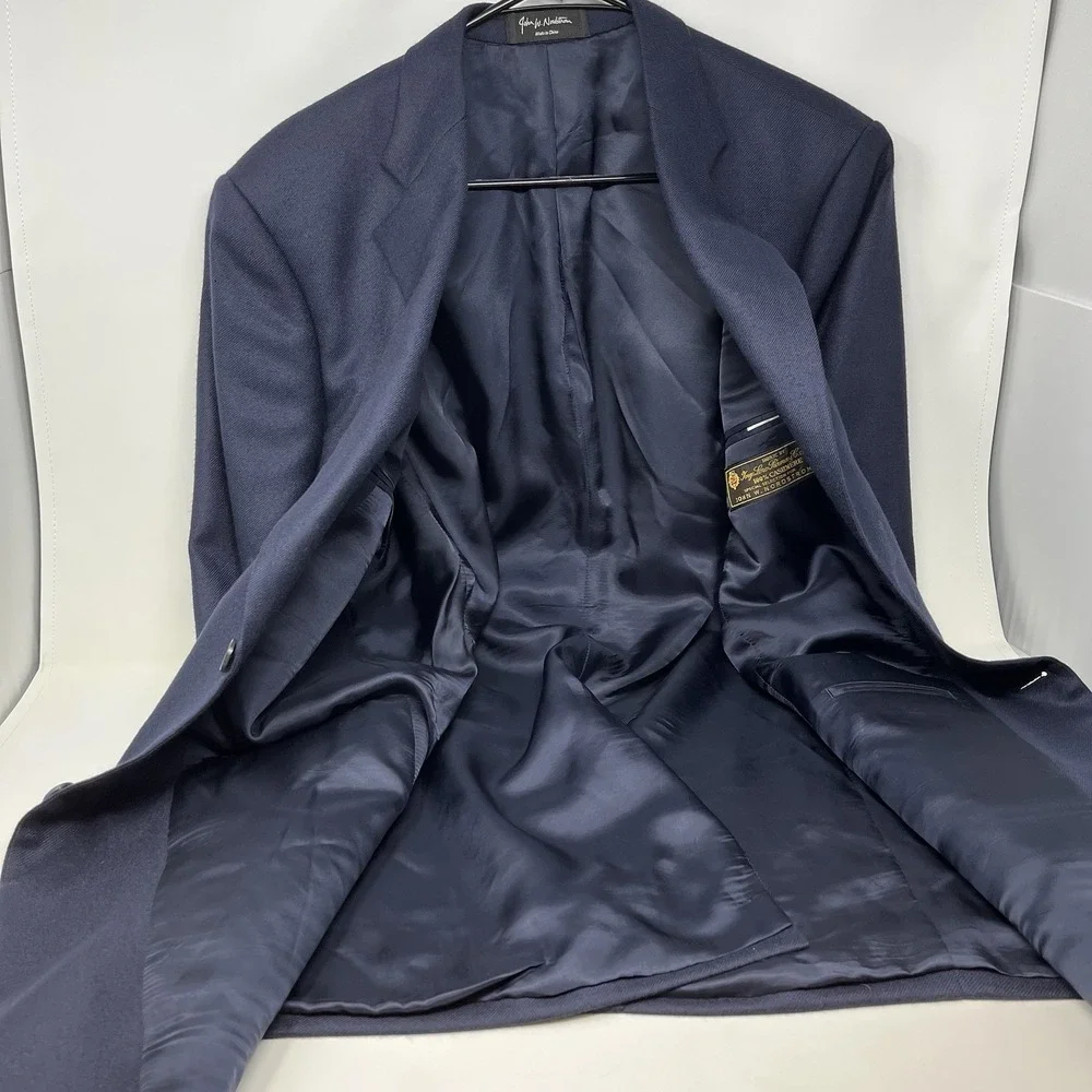 John W Nordstrom Loro Piana 100% Cashmere Suit Blazer Jacket Navy Blue Mens 42L
